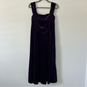 Shein Purple Velvet Corset Back Sleeveless Renaissance Medieval Midi Dress 0XL